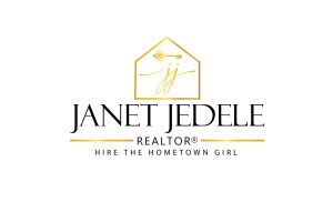 branding logo for Janet Jedele a realtor with slogan Hire the Hometown Girl